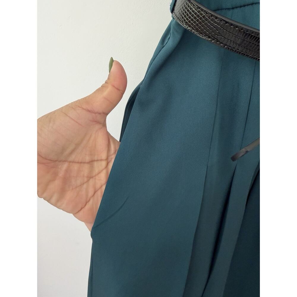 NWT Donna Karan New York Dress 8 Teal Belted Pleated Midi Shirt Dress Cocktail - Picture 6 of 10